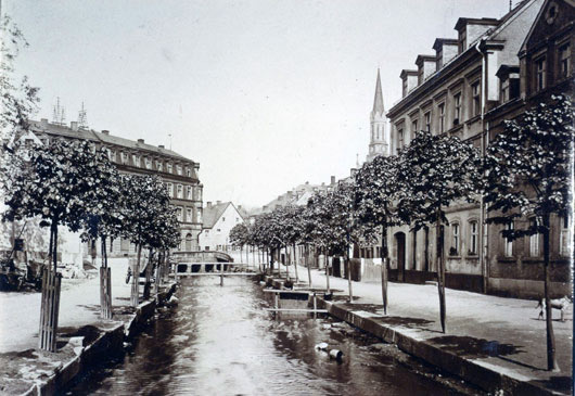 Pulschnitz und Lindenstraße um 1910