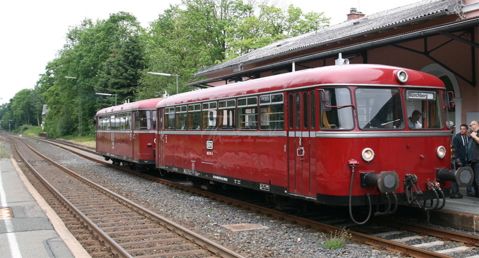 Red rail bus